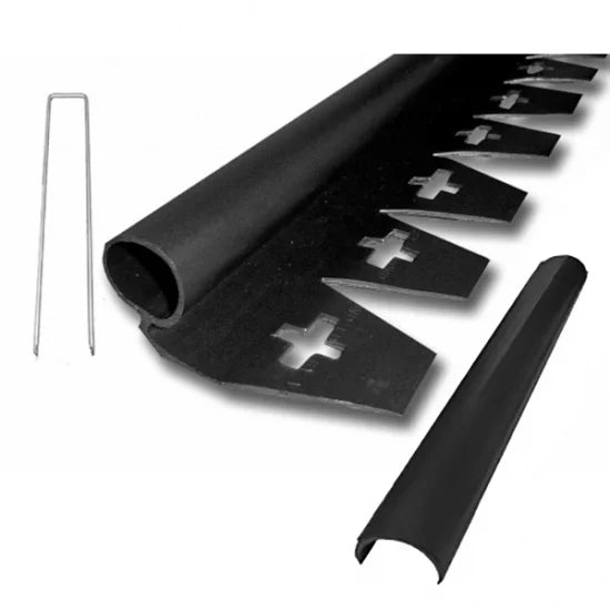 グリーンフィールド リサイクルエッジング Qタイプ プラエッジ35（防草シート見切／人工芝見切） ブラック 2ｍX3本 ジョイント付 EDG-BWBL-3P