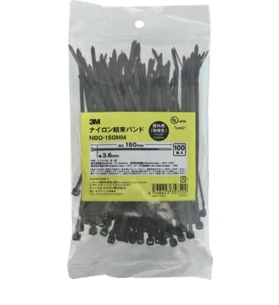 3M ナイロン結束バンド 屋外用 幅3.6mmX長さ150mm 100本入 黒 NBO-150MM