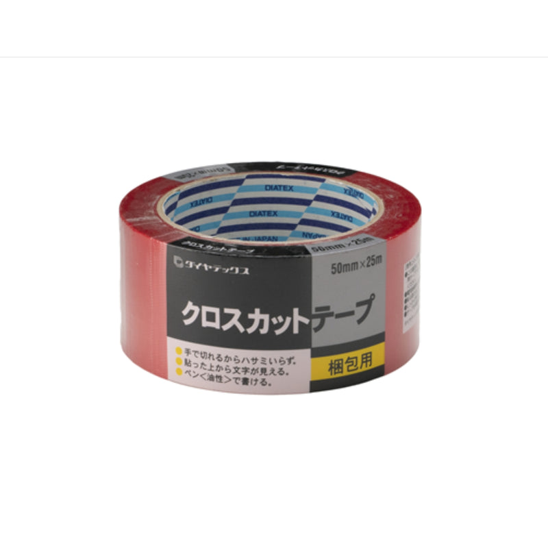 ダイヤテックス パイオラン クロスカットテープ 50mmx25m レッド
