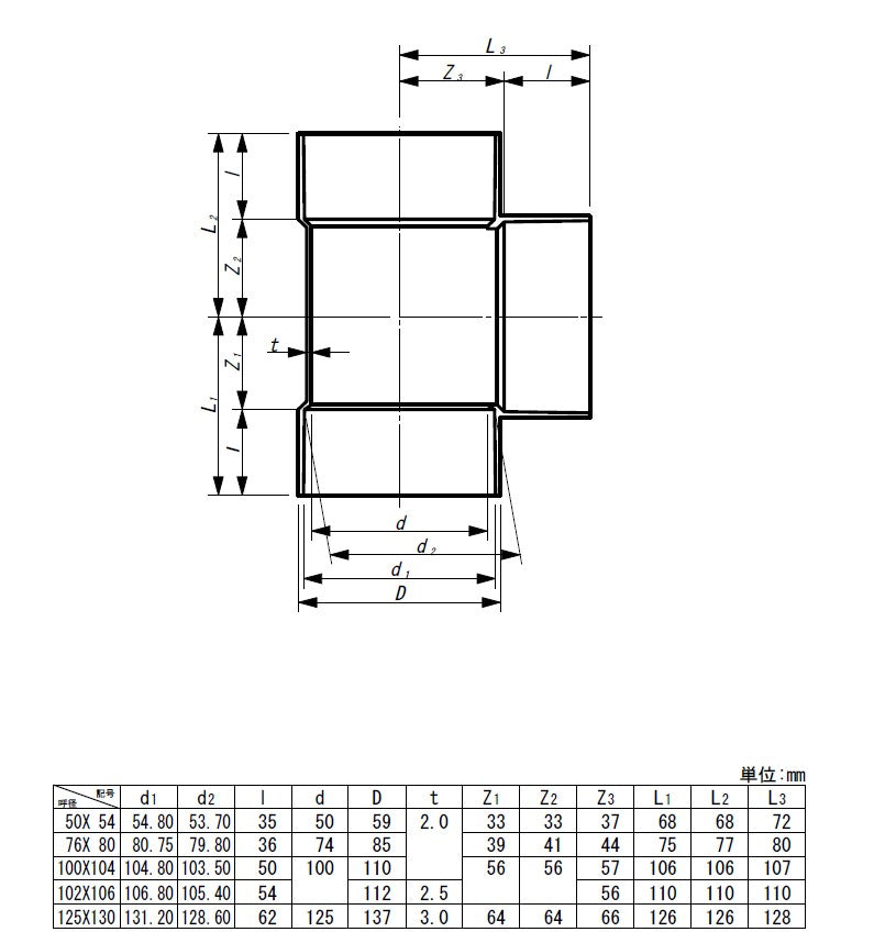 東栄管機 ライト管 T管 呼び径50