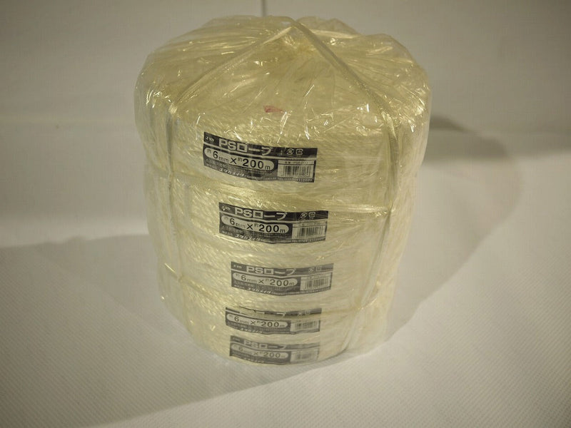 アイネット PSロープ 6mmx200m ホワイト 5巻セット